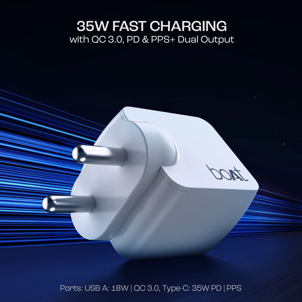 35W GAN Charger | 35W Fast Charger with GaN Chip Technology, 12 Layers of Smart IC Protection, Dual-Port Charging