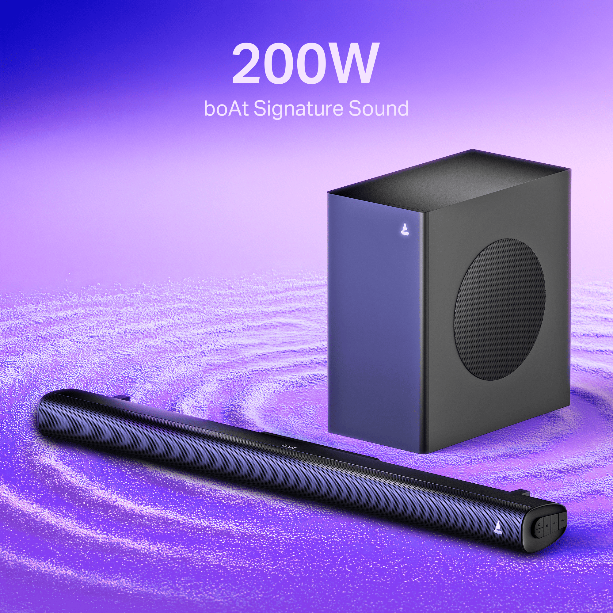 boAt Aavante 2.1 2000 | 200W Bluetooth Soundbar, 2.1 Channel with Wired Subwoofer, Multi-Connectivity, Wall Mountable