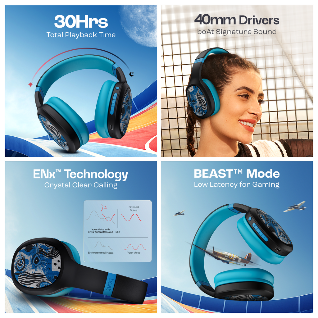 boAt Rockerz 460 | Wireless Headphone with 40mm Drivers, 30 HRS of Fuel, ENx™ Technology For Clear Calls, Dual Pairing