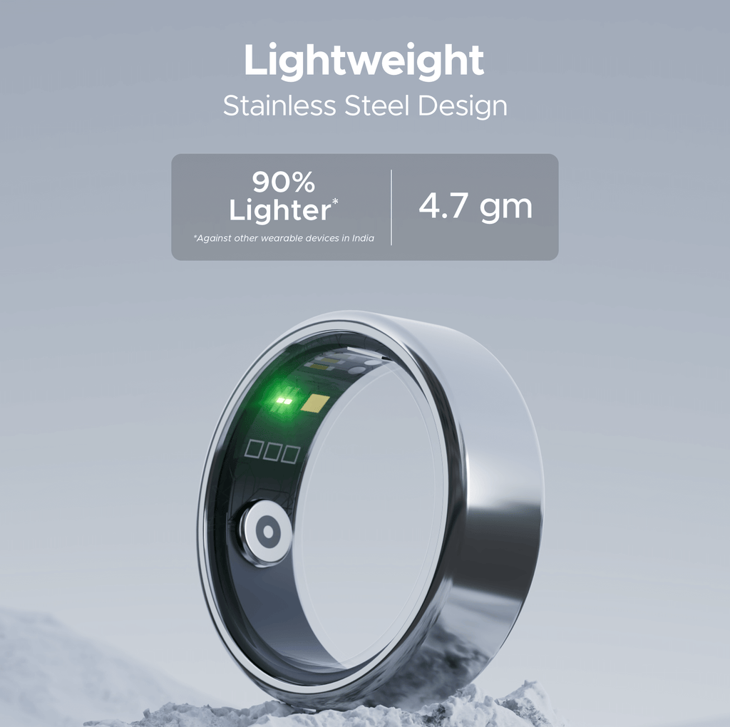 boAt  Smart Ring Active |Smart Ring with Stainless Steel Design, 90% Lighter, Health Monitoring, Magnetic Charging Case HME