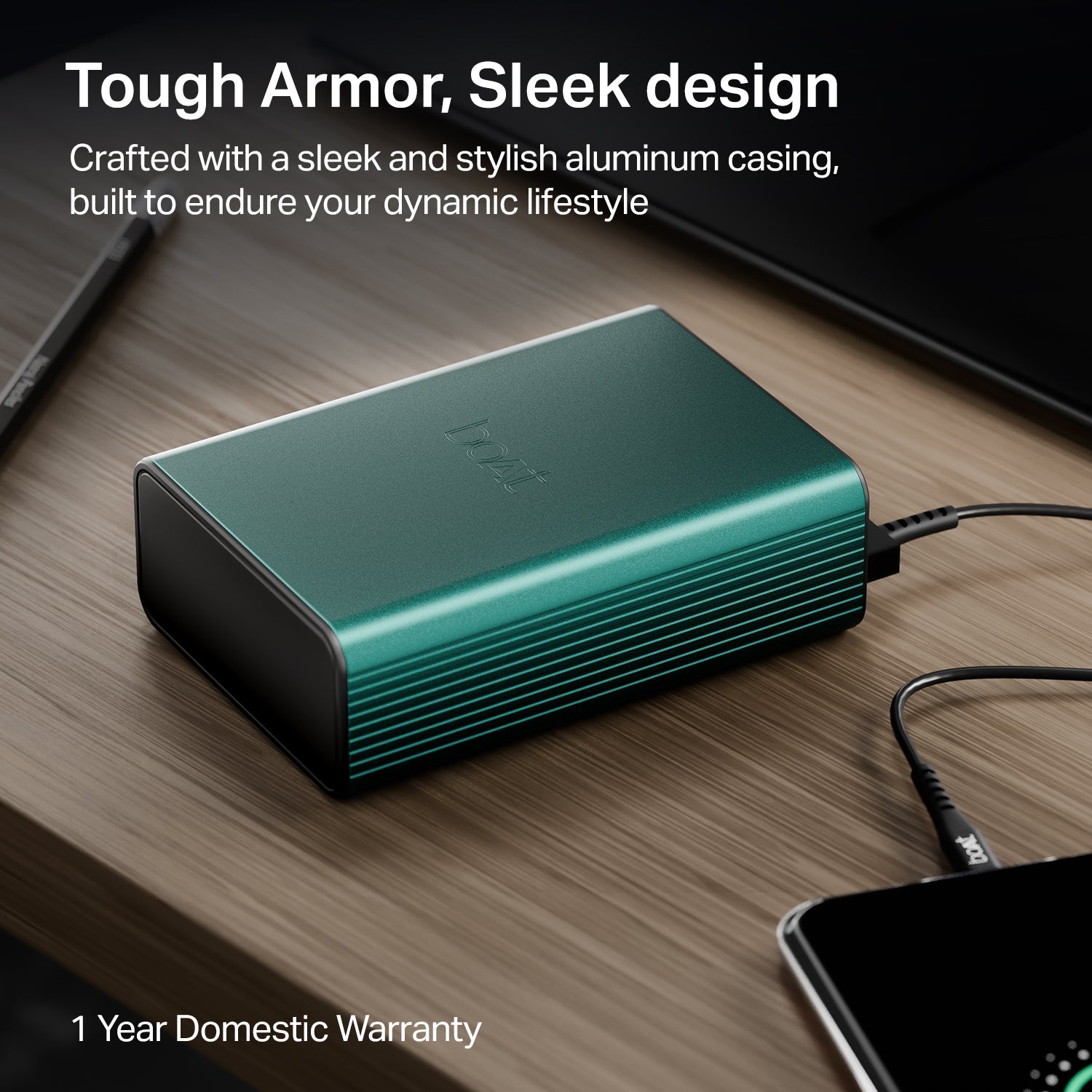 boAt Energyshroom PB400 Pro | 20000 mAh Powerbank with 2-way 22.5W fast charging,Pass-Through Charging, 12-Layer Smart IC Protection, Aluminium Casing & Compact