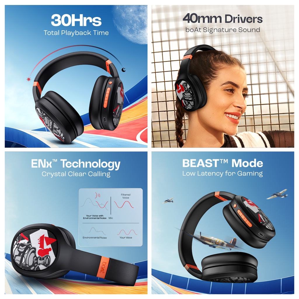 boAt Rockerz 460 | Wireless Headphone with 40mm Drivers, 30 HRS of Fuel, ENx™ Technology For Clear Calls, Dual Pairing