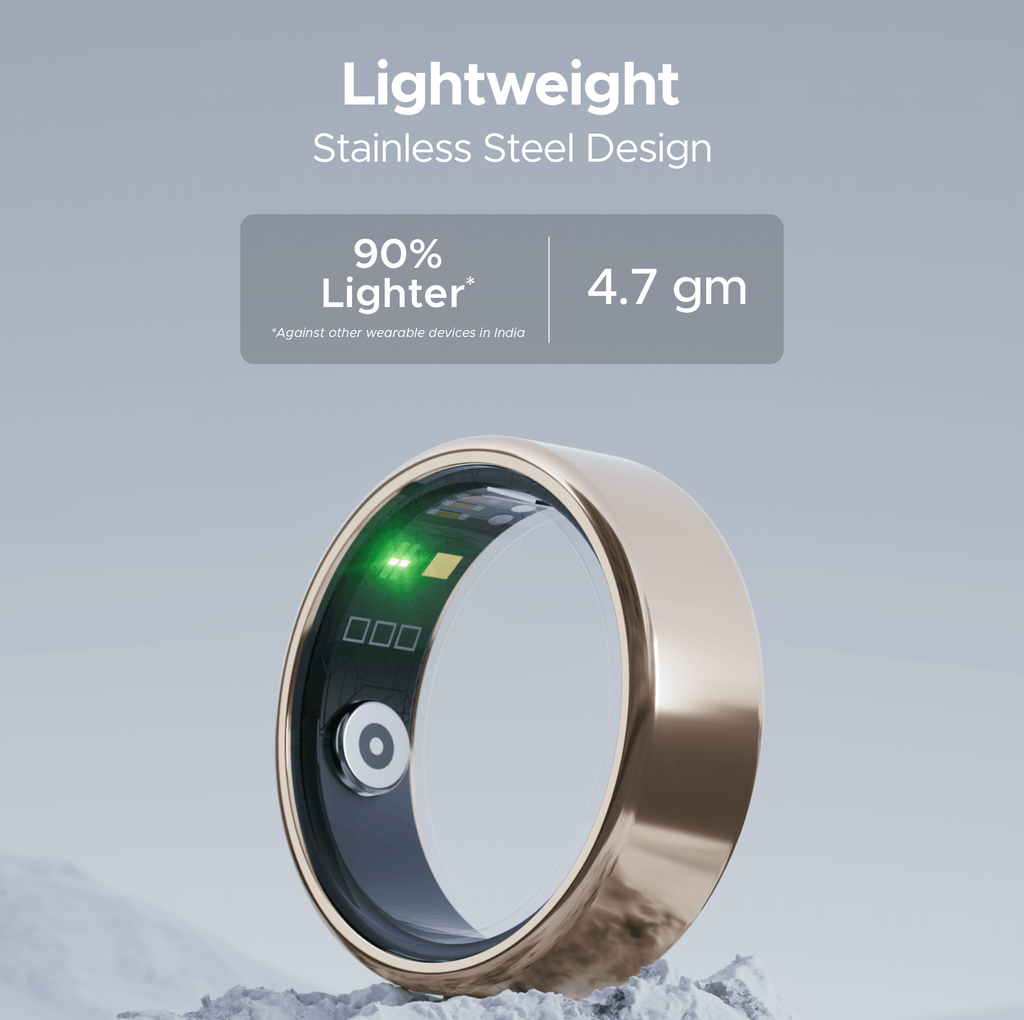 boAt  Smart Ring Active |Smart Ring with Stainless Steel Design, 90% Lighter, Health Monitoring, Magnetic Charging Case HME