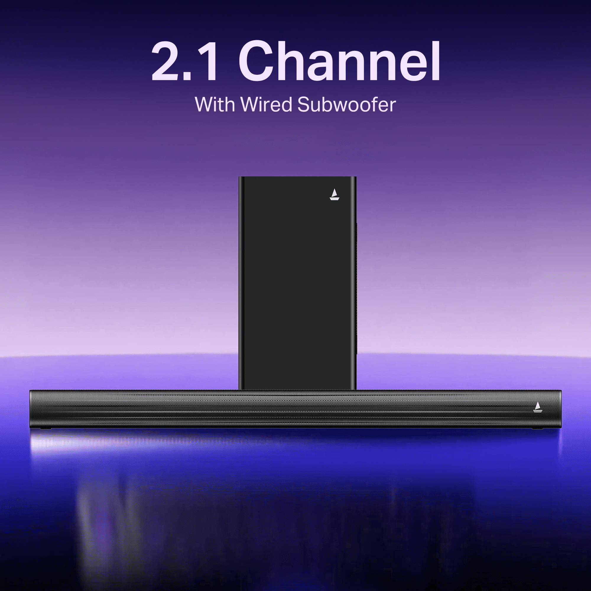 boAt Aavante Quake Plus | 200W Bluetooth Soundbar, 2.1 Channel with Wired Subwoofer, Multi-Connectivity, Wall Mountable