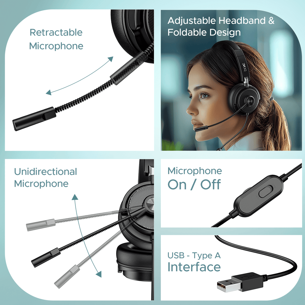 Bassheads 900 Pro | Wired Headphone with 40mm Drivers, 5W Power Output, 1.5m Cable Length, USB Plug & Play