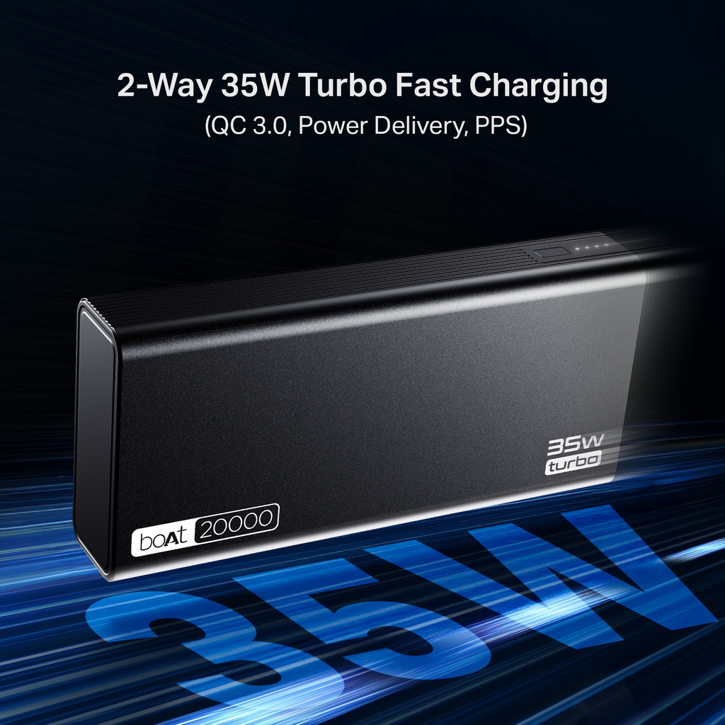 Energyshroom PB435 Turbo | Powerbank with 35W Fast Charging, 20,000mAh, 12-Layer Smart IC Protection, Aluminium Casing