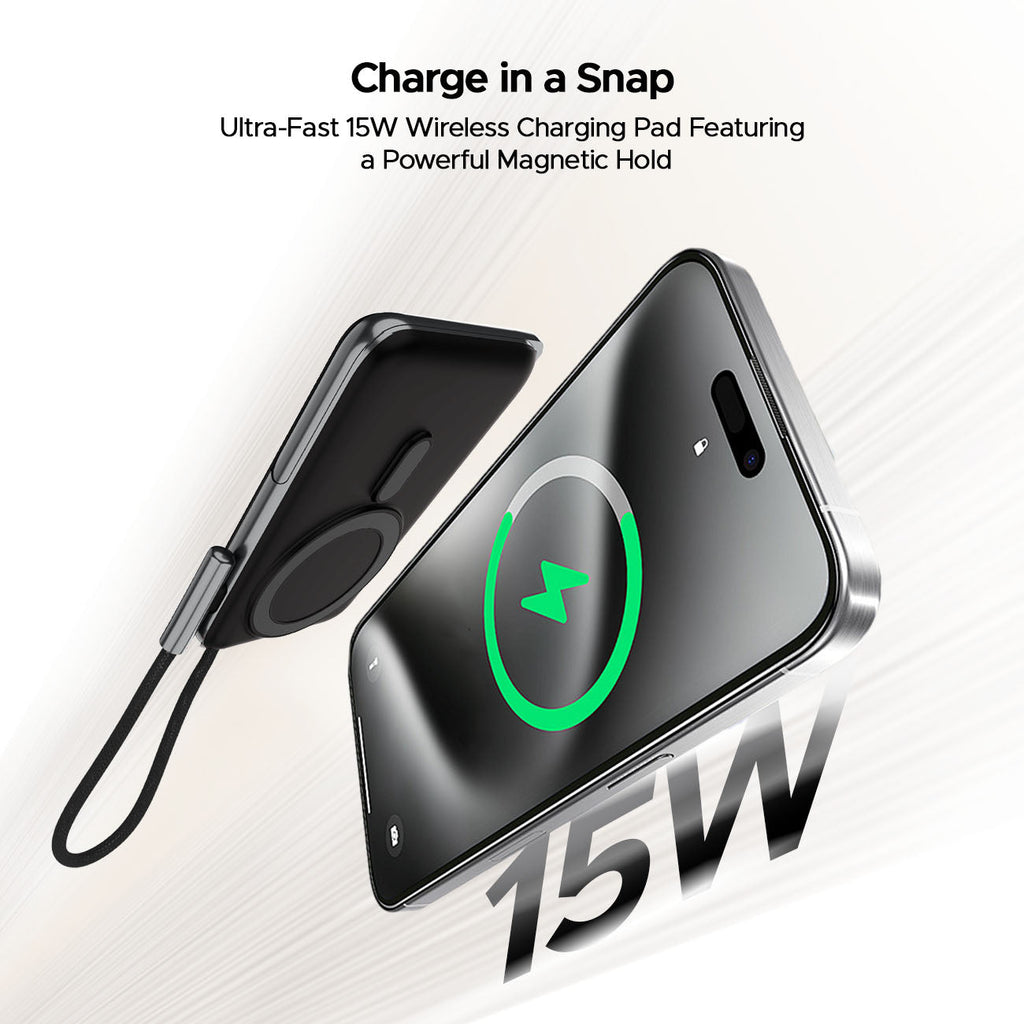 boAt EnergyShroom PB330  Magnacharge | 10000mAh magnetic wireless power bank with 15 W wireless charging, LED battery display, 12 Layer Smart IC Protection