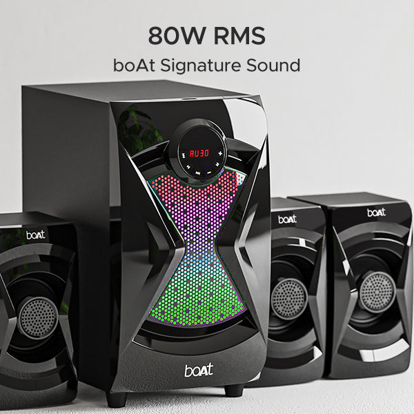 boAt Blitz 1500 Pro | 4.1 Channel 80W RMS boAt Signature Sound, Dynamic RGB Lights, Multi-connectivity