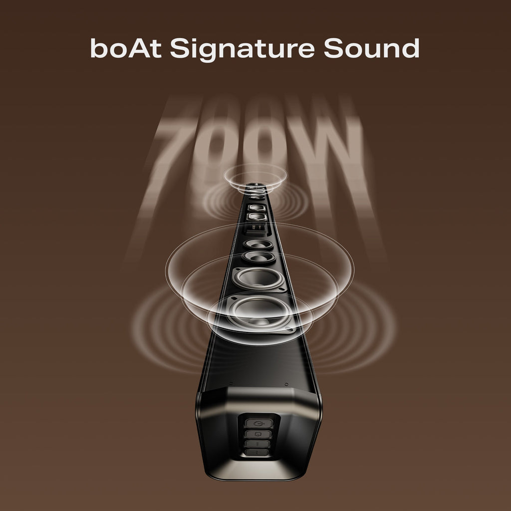 boAt Aavante Prime 5.1 7050D | 700W 5.1 Channel Soundbar with Dolby Audio, Wireless Subwoofer, Rear Satellites & Signature Sound