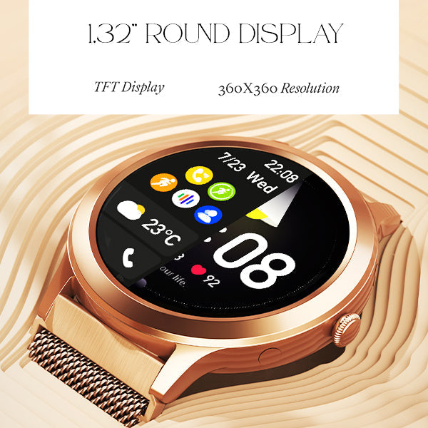 boAt Enigma R32 | Women Smartwatch with 1.32" (3.35cm) Round TFT Display, BT Calling, Luxurious Metal Body, 100+ Watch Faces