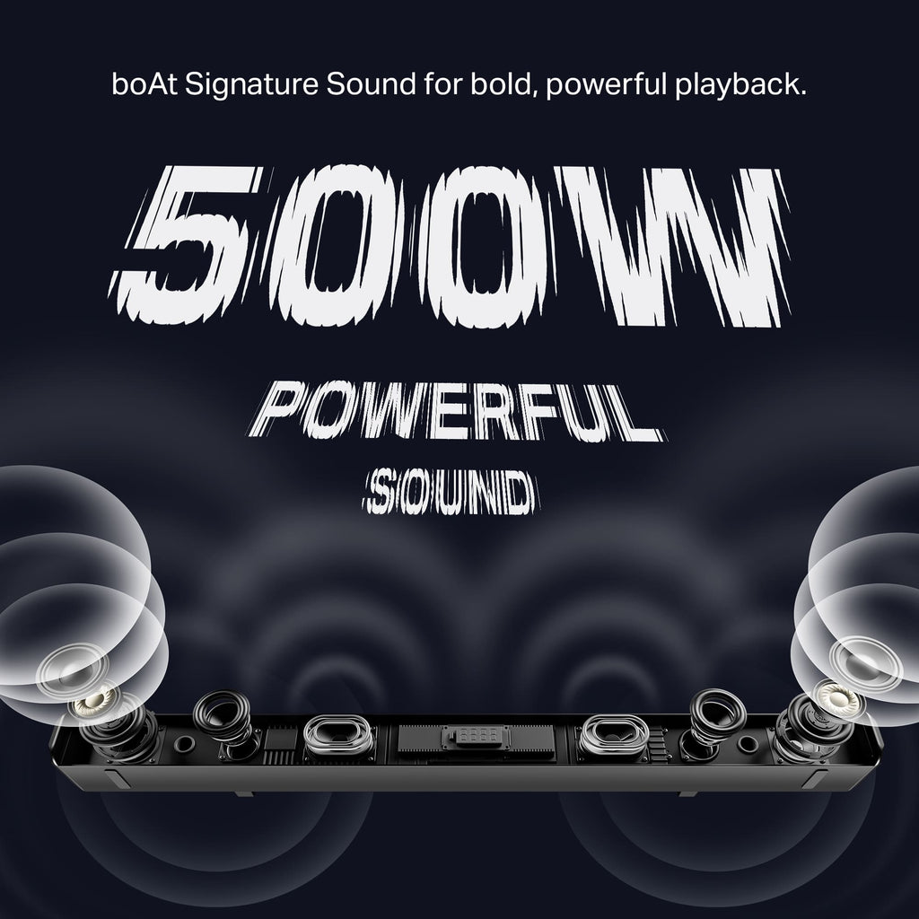 boAt Aavante Prime 5.1 5000D | 500W 5.1 Channel Soundbar with Wired Subwoofer, Satellites & Multi-Connectivity