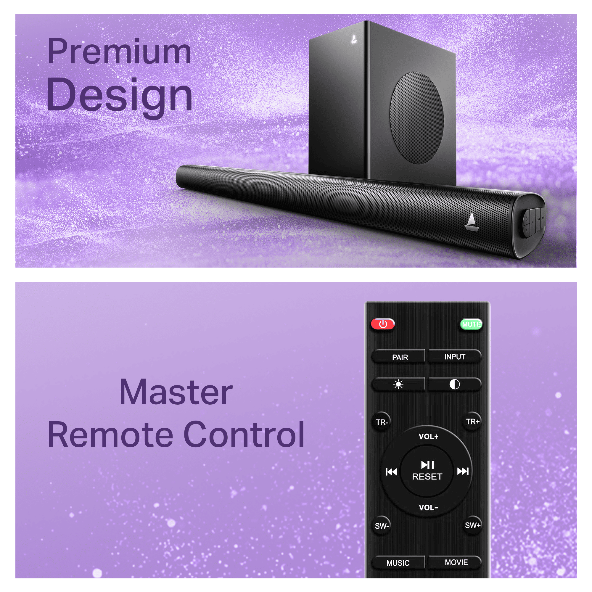 boAt Aavante 2.1 2000 | 200W Bluetooth Soundbar, 2.1 Channel with Wired Subwoofer, Multi-Connectivity, Wall Mountable