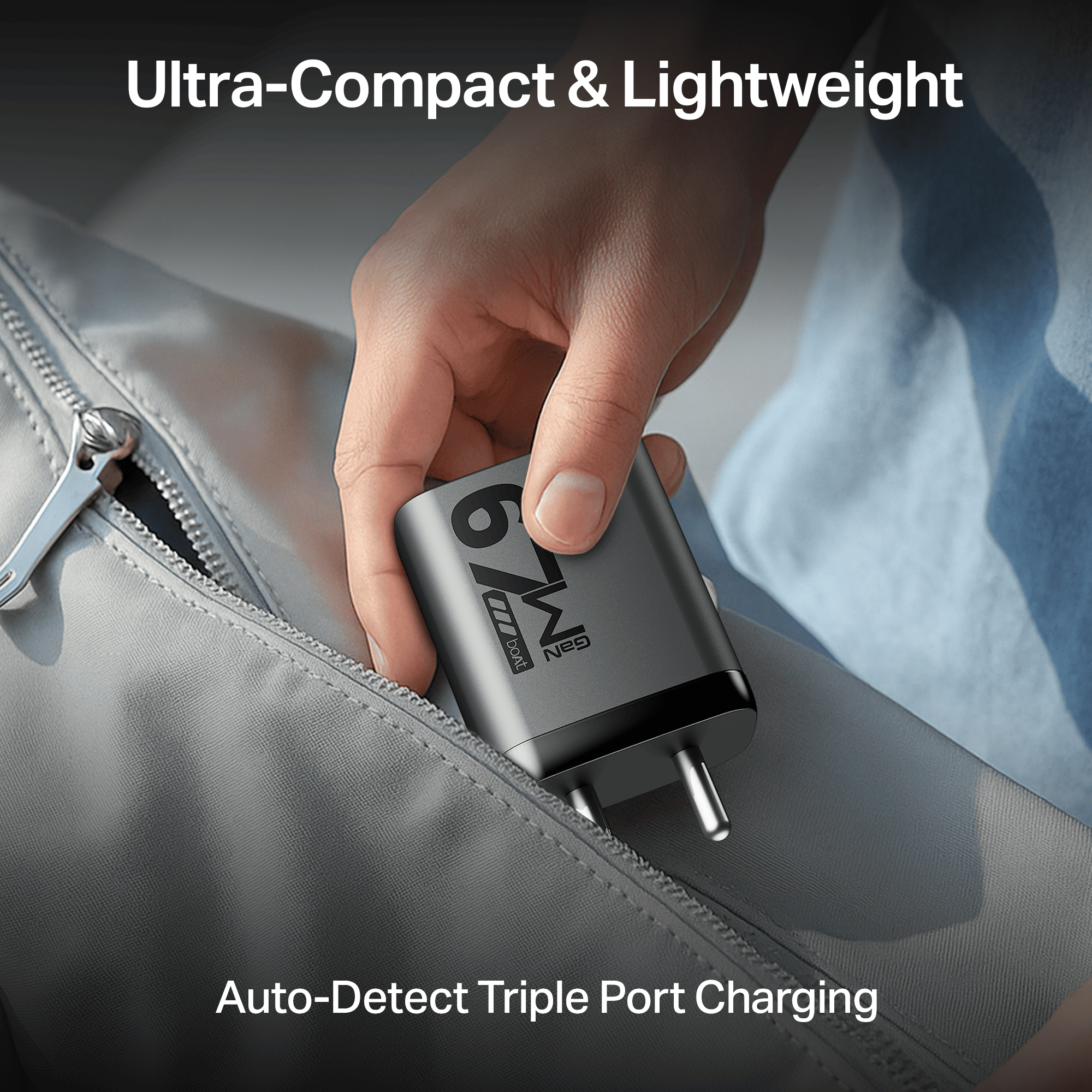 67W GaN Charger | Fast Triple-Port Charger with GaN Chip, Auto-Detect Tech & Smart IC Protection