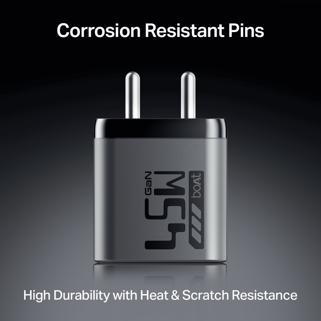 45W GaN Charger | 45W Fast Charger with GaN Chip Technology, 12-Layer Smart IC Protection, Dual-Port Charging