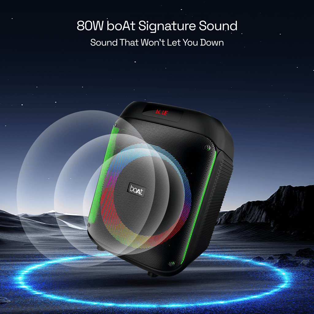 boAt Party Pal 220 | Bluetooth Speaker with 80W boAt Signature Sound,  RGB LED Lights, TWS Mode for 2X Impact