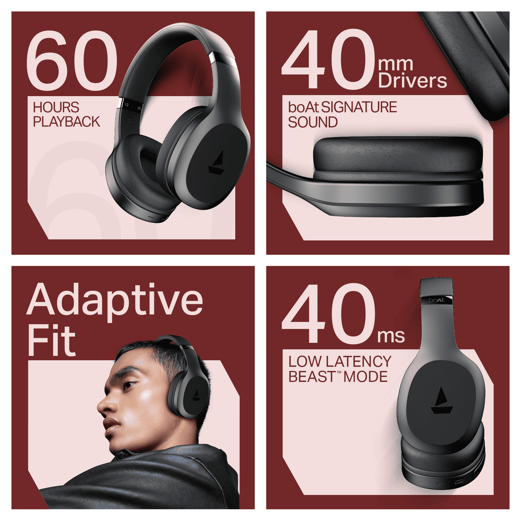 boAt Rockerz 412 | Wireless Headphones with 40mm Drivers, BEAST™ Mode, ENx™ Tech & 60H Playback