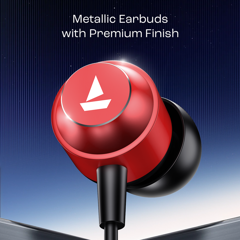 Bassheads 162v2 | Wired Earphone with 10mm Drivers, boAt Signature Sound, Metallic Earbuds, Ergonomic Fit
