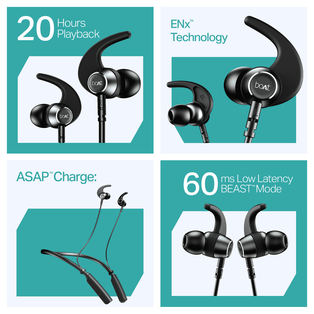 boAt Rockerz 202 | Wireless Neckband with BEAST™ Mode, ENx™ Tech, Dual Pairing & 20H Playback