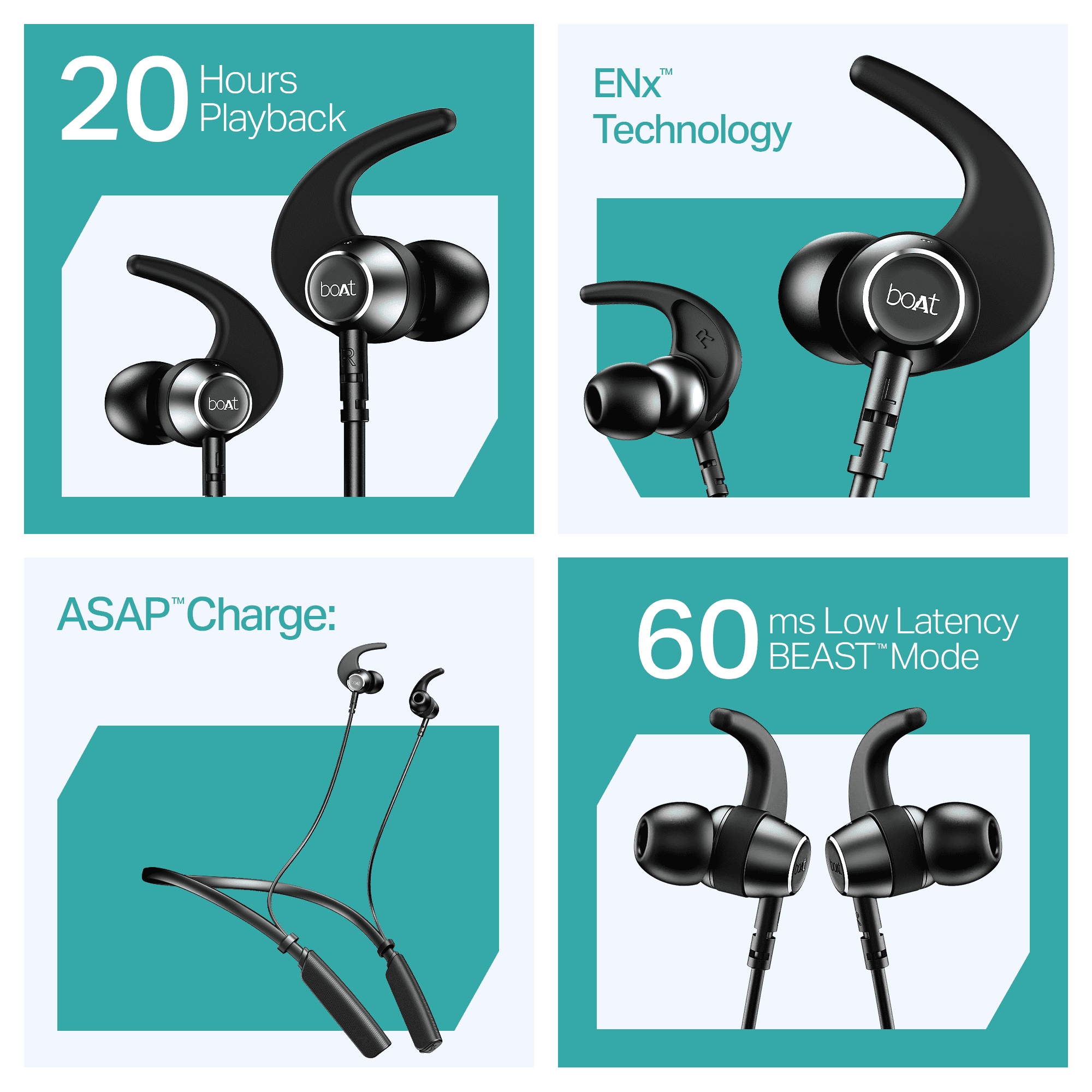boAt Rockerz 202 | Wireless Neckband with BEAST™ Mode, ENx™ Tech, Dual Pairing & 20H Playback