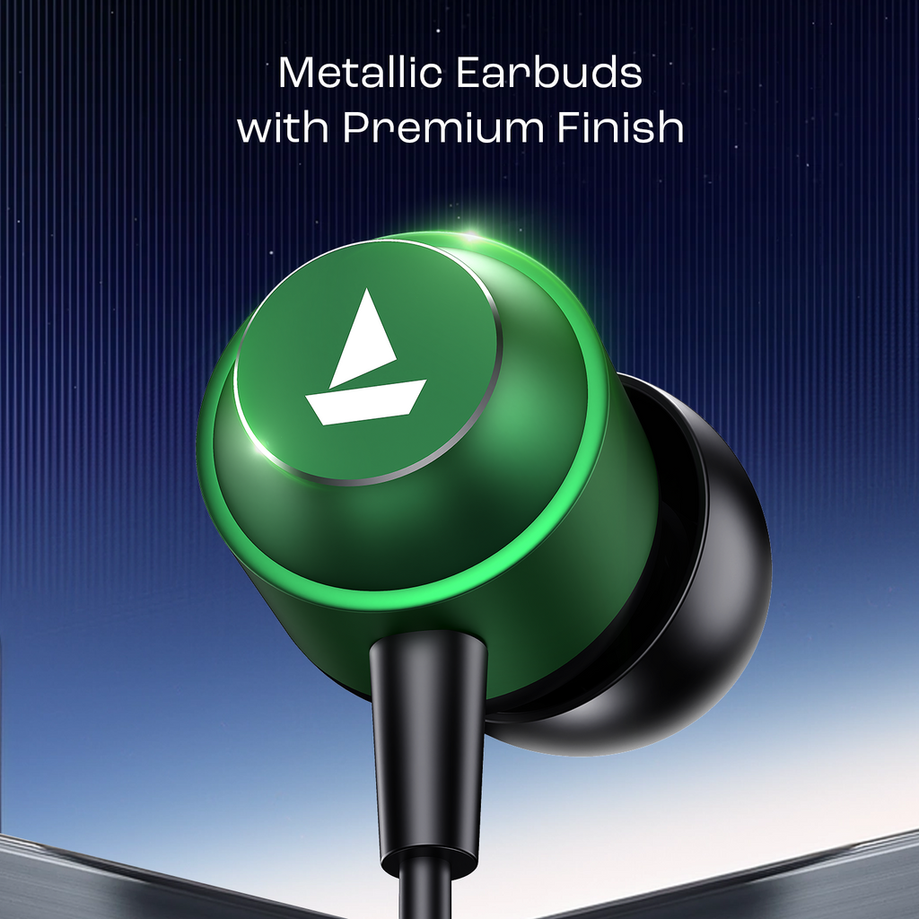 Bassheads 162v2 | Wired Earphone with 10mm Drivers, boAt Signature Sound, Metallic Earbuds, Ergonomic Fit