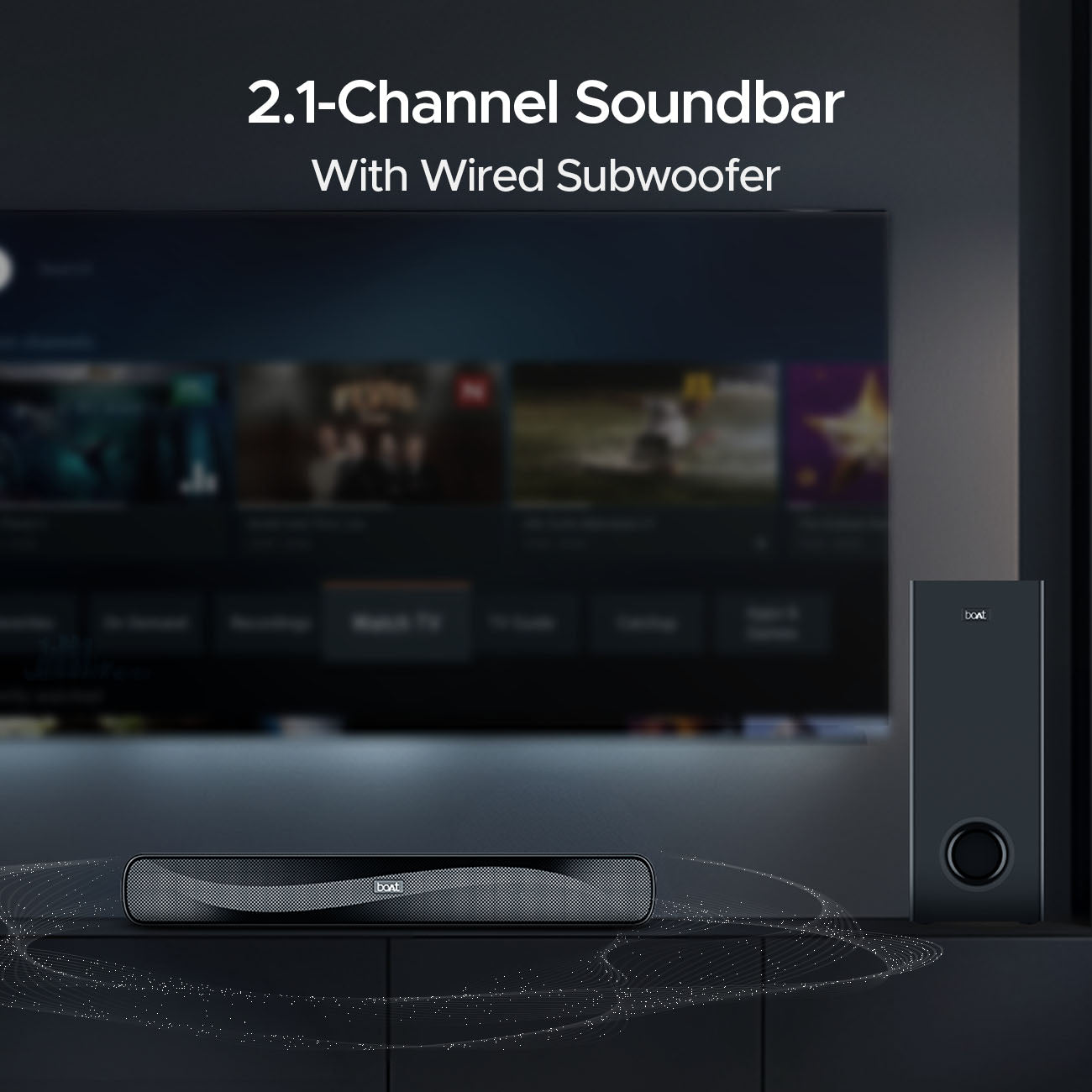 boAt Aavante Bar A1040 | 50W Bluetooth Soundbar, 2.1 Channel with Wired Subwoofer, Master Remote Control, Multi Connectivity