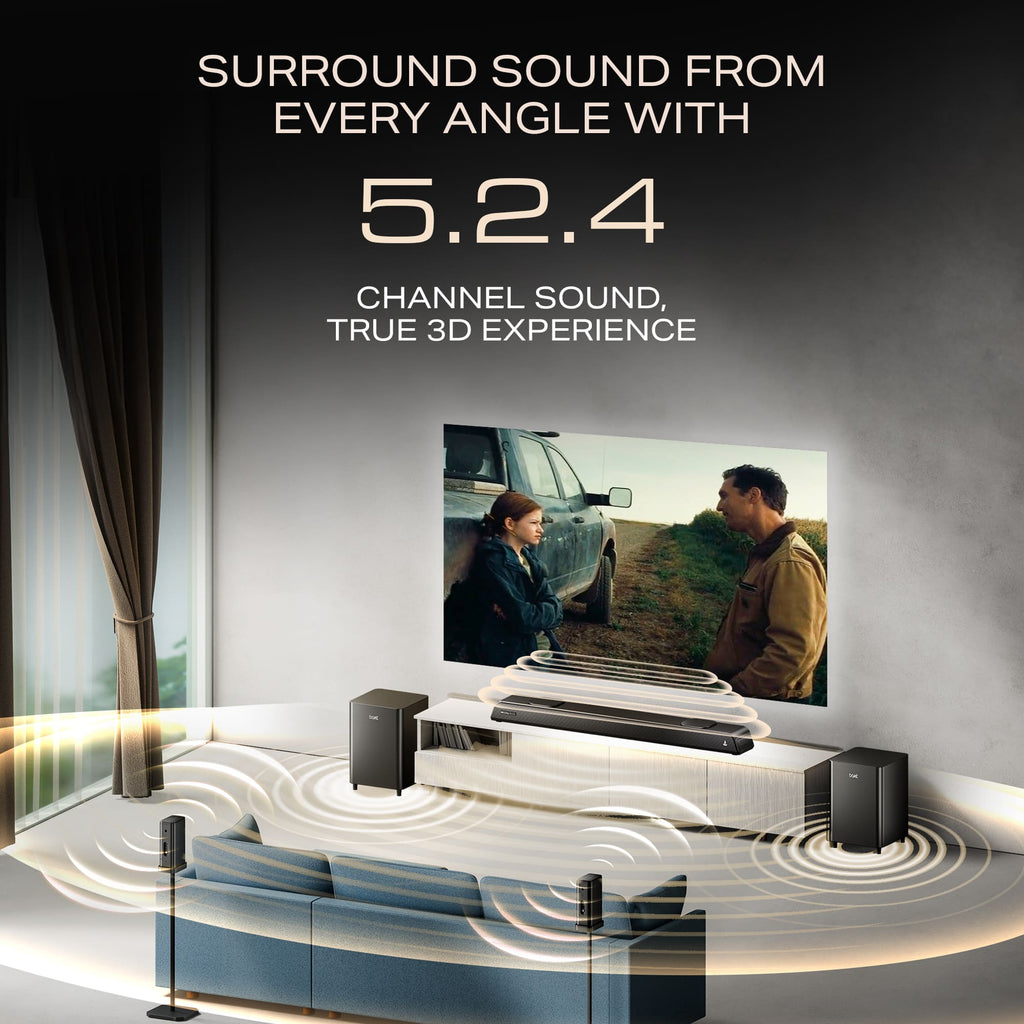 boAt Aavante Prime 5.2.4 6250DA | 625W 5.2.4 Channel Soundbar with Dolby Atmos, Dual Subwoofers & Wireless Rear Satellites