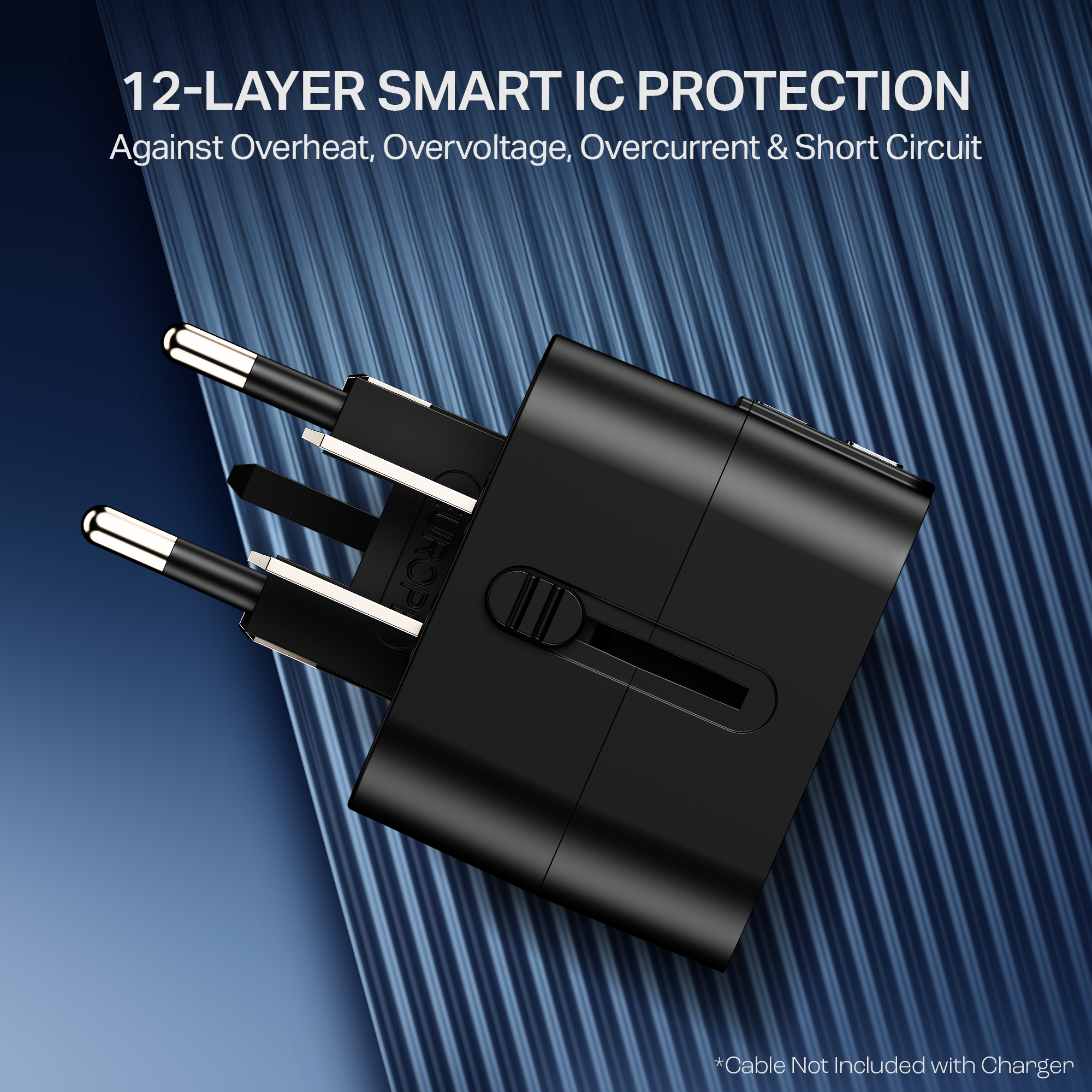 boAt Universal Adapter C10 | 5-in-1 Travel Adapter with Dual USB-A, Compatibility & Smart IC Protection