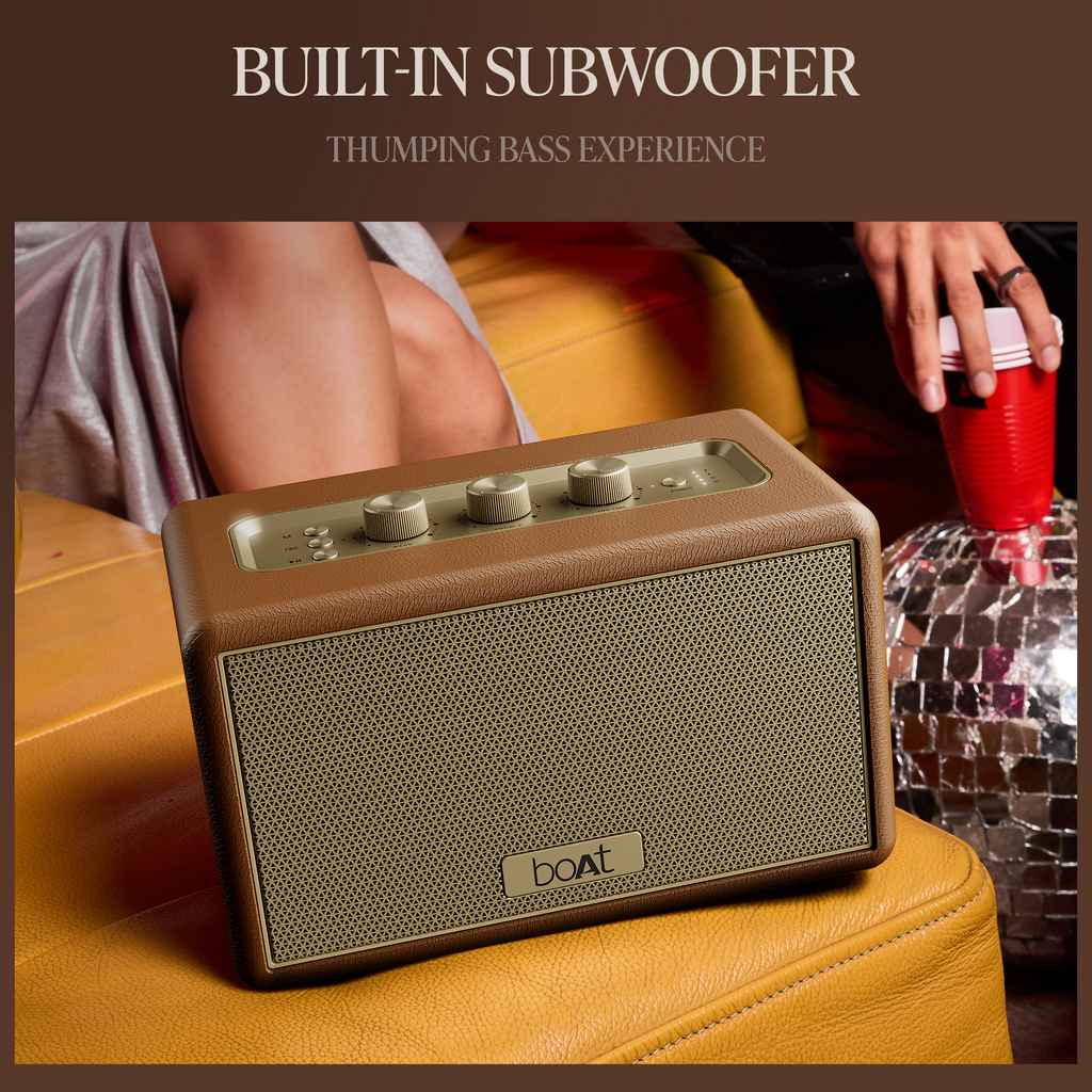 boAt Stone Opus | Portable Bluetooth Speaker with 80W boAt Signature Sound, Built-in Subwoofer, 12 Hours Playback