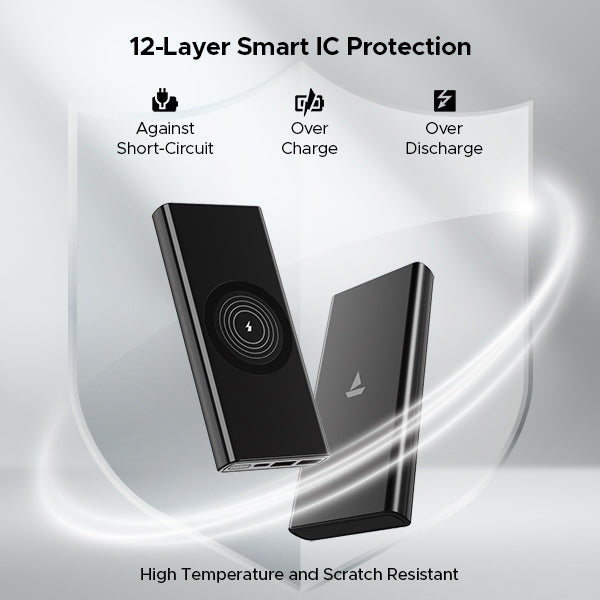 boAt EnergyShroom PB310 Wireless Pro | Powerbank with 15W Wireless Charging, 22.5W Wired Fast Charging, 12 Layer Smart IC Protection