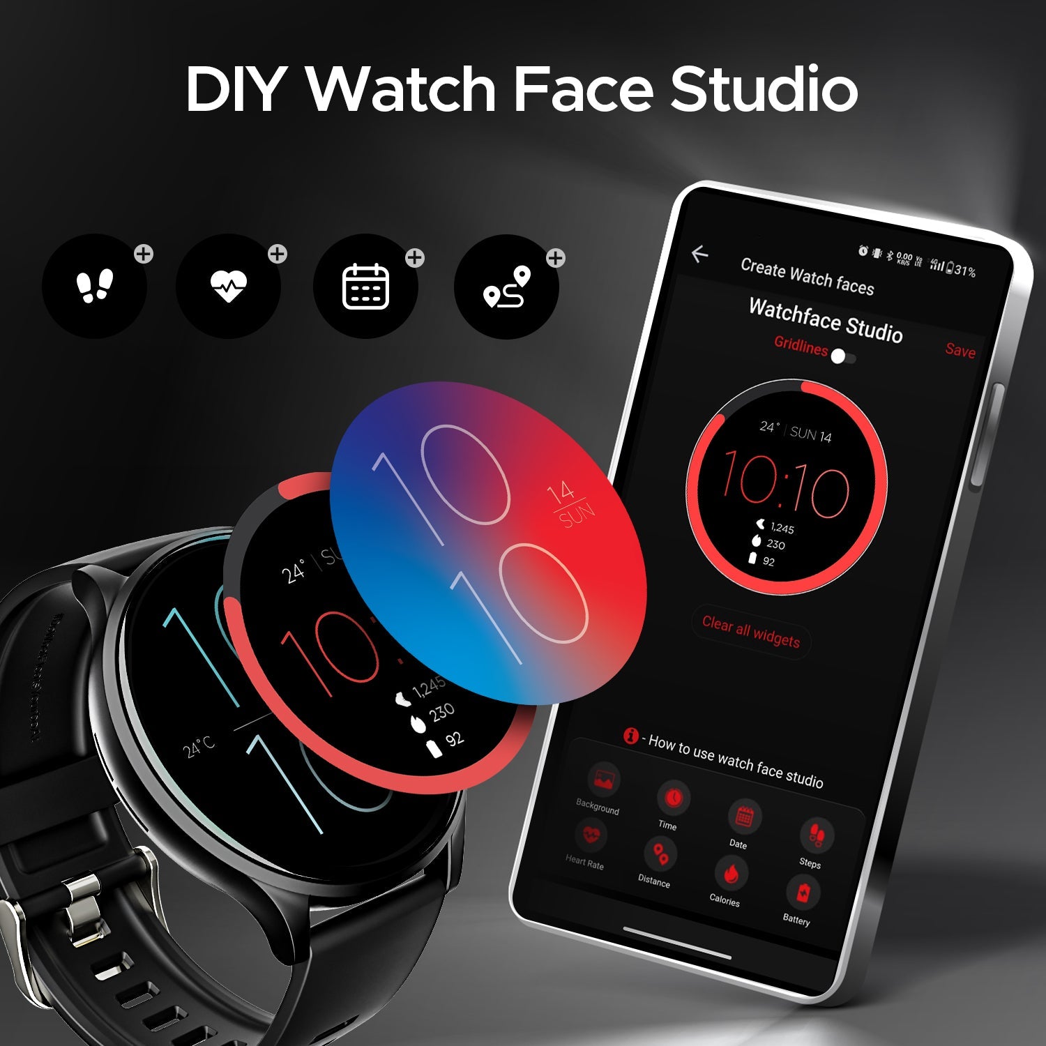 boAt Lunar Orb | Smartwatch with 1.45" (3.68cm) Amoled Display, BT Calling,  Crest+ OS, Watch Face Studio