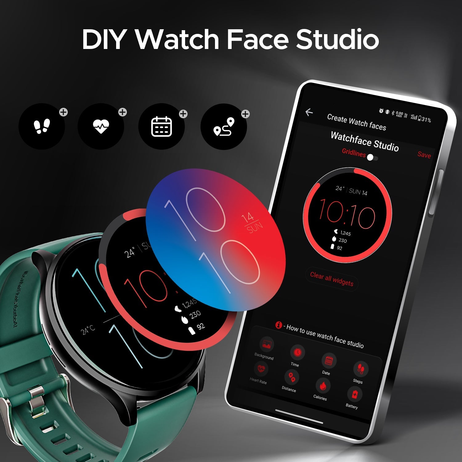 boAt Lunar Orb | Smartwatch with 1.45" (3.68cm) Amoled Display, BT Calling,  Crest+ OS, Watch Face Studio