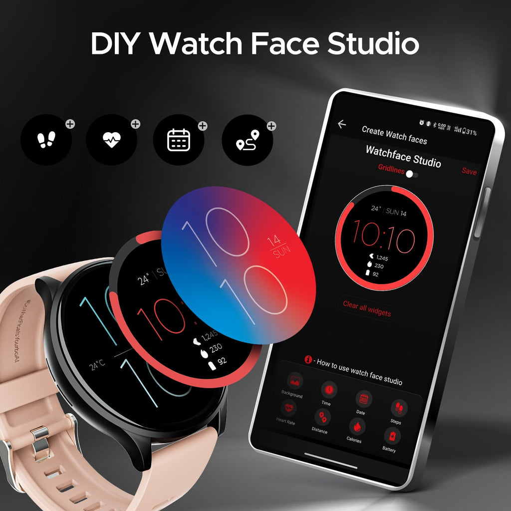 boAt Lunar Orb | Smartwatch with 1.45" (3.68cm) Amoled Display, BT Calling,  Crest+ OS, Watch Face Studio