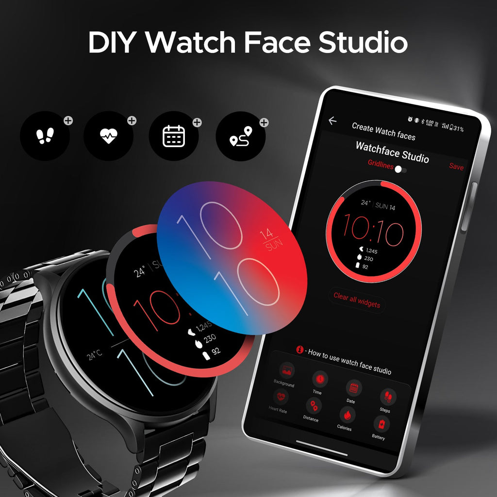 boAt Lunar Orb | Smartwatch with 1.45" (3.68cm) Amoled Display, BT Calling,  Crest+ OS, Watch Face Studio