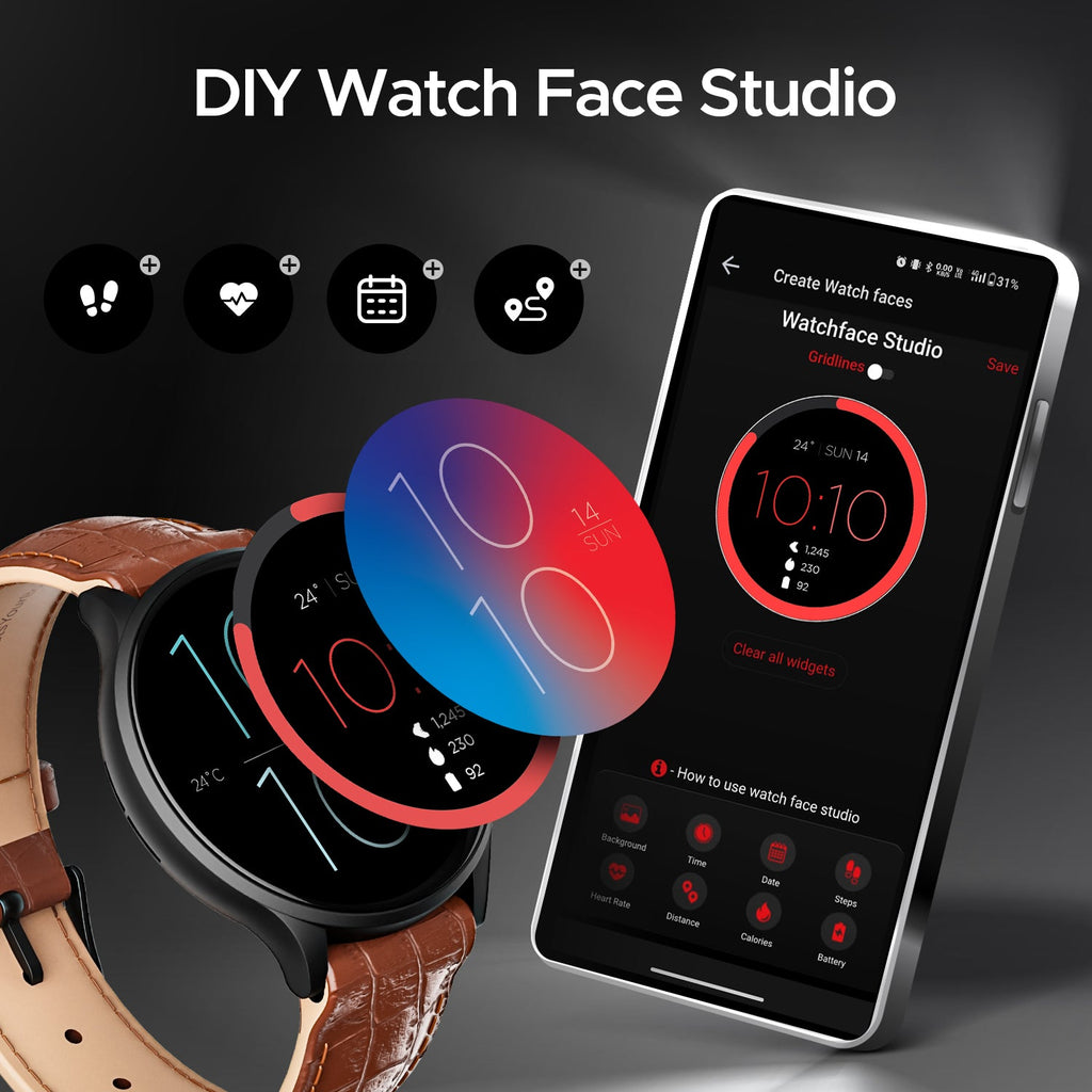 boAt Lunar Orb | Smartwatch with 1.45" (3.68cm) Amoled Display, BT Calling,  Crest+ OS, Watch Face Studio