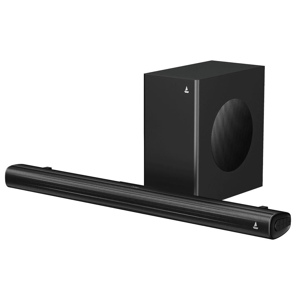 boAt Aavante Quake Plus | 200W Bluetooth Soundbar, 2.1 Channel with Wired Subwoofer, Multi-Connectivity, Wall Mountable