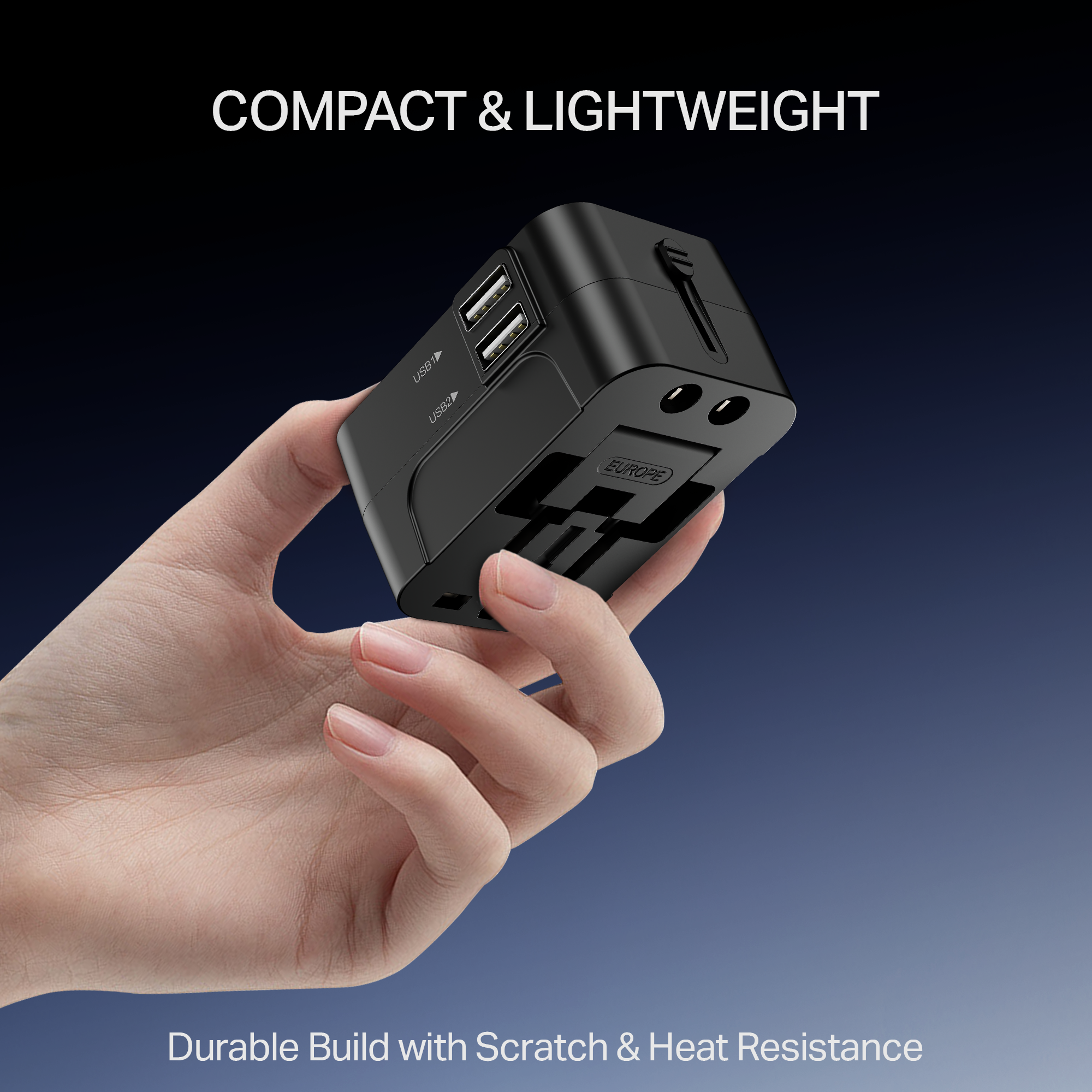 boAt Universal Adapter C10 | 5-in-1 Travel Adapter with Dual USB-A, Compatibility & Smart IC Protection