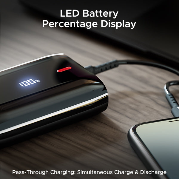 boAt EnergyShroom PB300 Air  | 10000mAh Powerbank with 2-way 22.5W fast charging, LED battery display, 12 Layer Smart IC Protection
