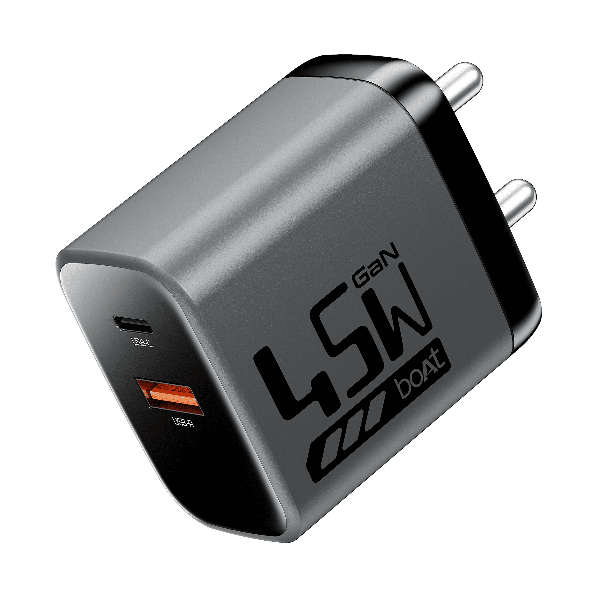 45W GaN Charger | 45W Fast Charger with GaN Chip Technology, 12-Layer Smart IC Protection, Dual-Port Charging
