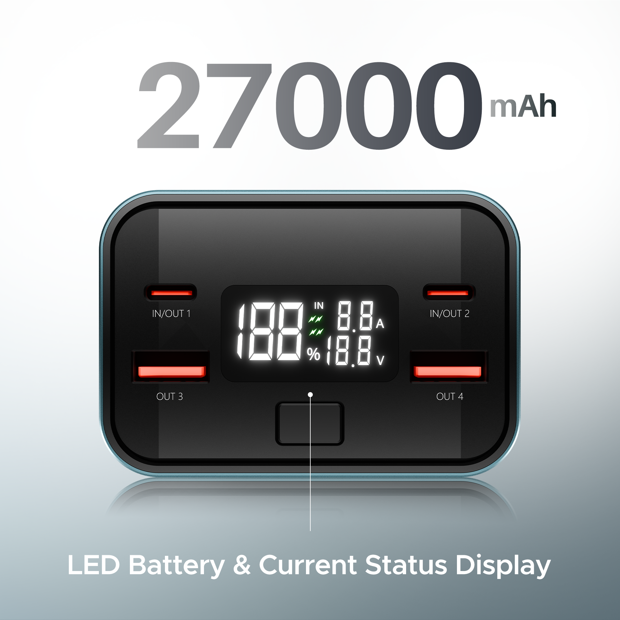 Energyshroom PB600 PowerPulse | Powerbank with 27000mAh Capacity, 160W Total Output, 12-Layer Smart IC Protection