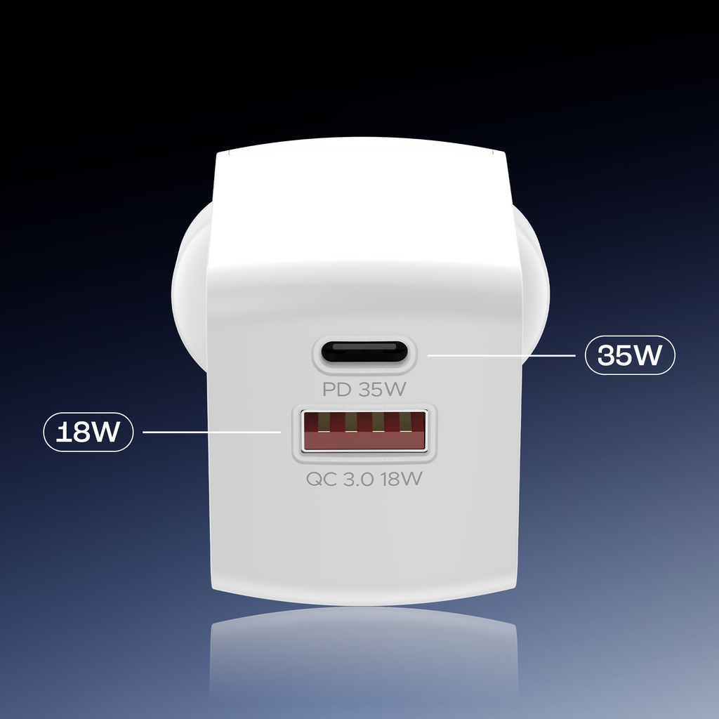 35W GAN Charger | 35W Fast Charger with GaN Chip Technology, 12 Layers of Smart IC Protection, Dual-Port Charging
