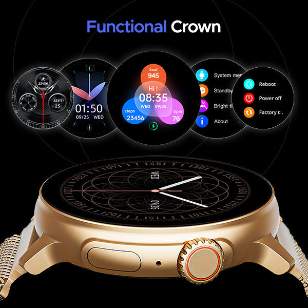 boAt Lunar Tigon | Smartwatch with 1.45" Round AMOLED Display, BT Calling, 100+ Sports Modes, Functional Crown