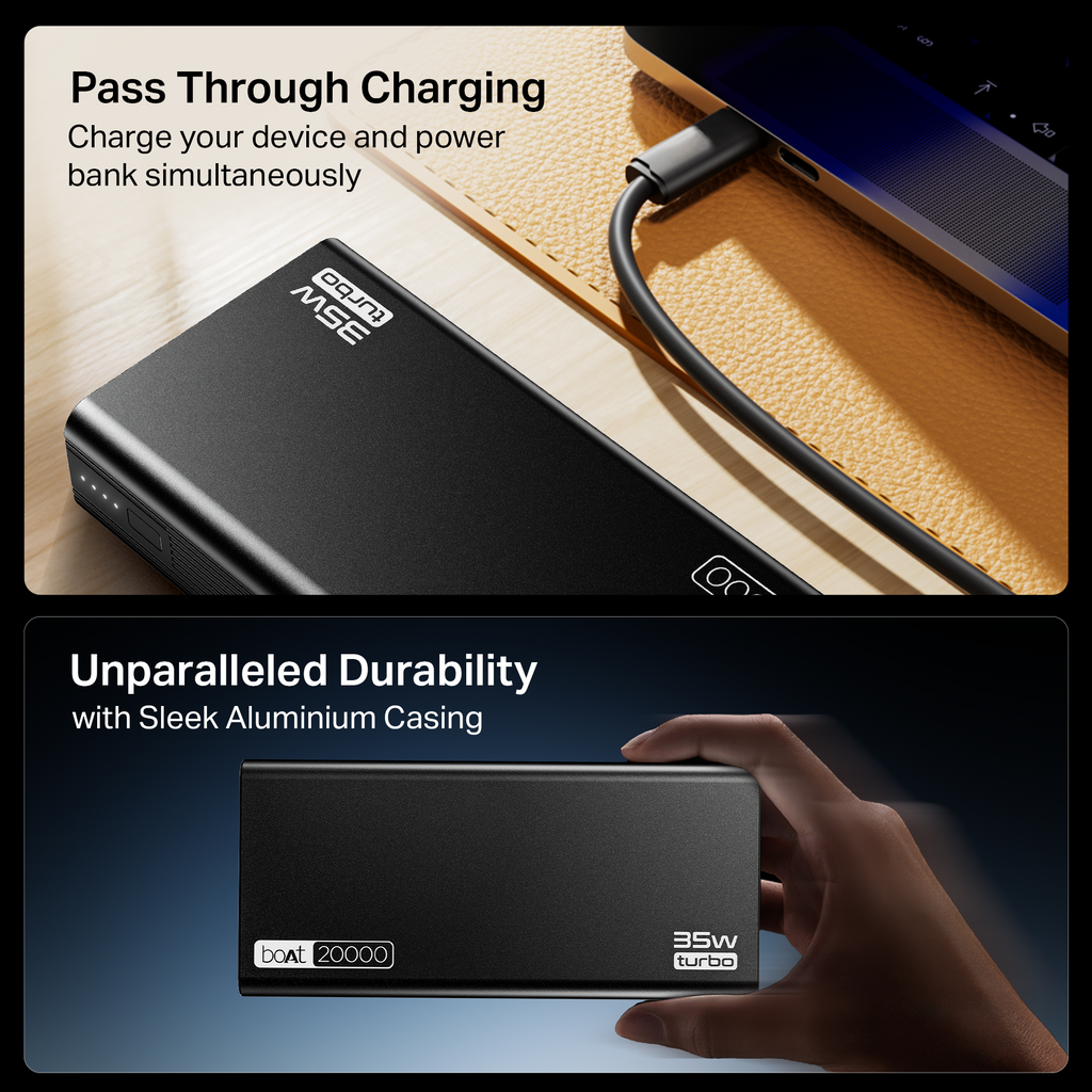 Energyshroom PB435 Turbo | Powerbank with 35W Fast Charging, 20,000mAh, 12-Layer Smart IC Protection, Aluminium Casing