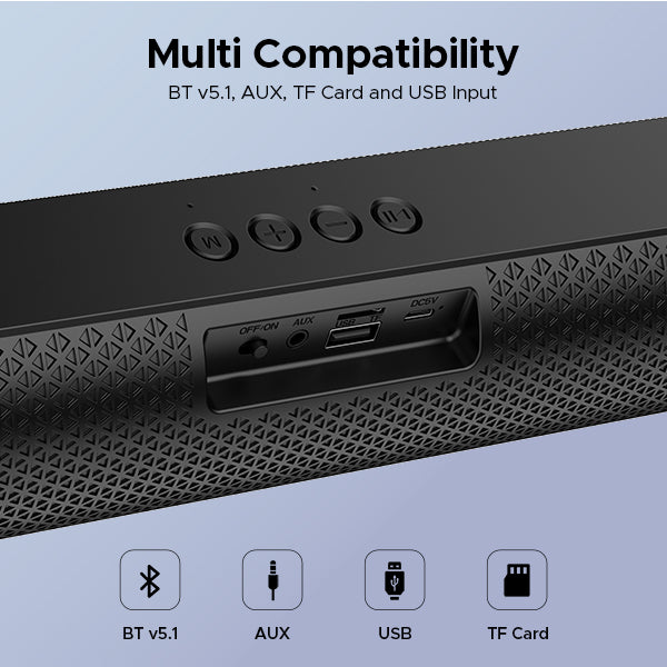 boAt Aavante Bar 480 | Bluetooth Soundbar with 10W RMS Signature Sound, 2.0 Channel with 7 Hours Playback, TWS Feature