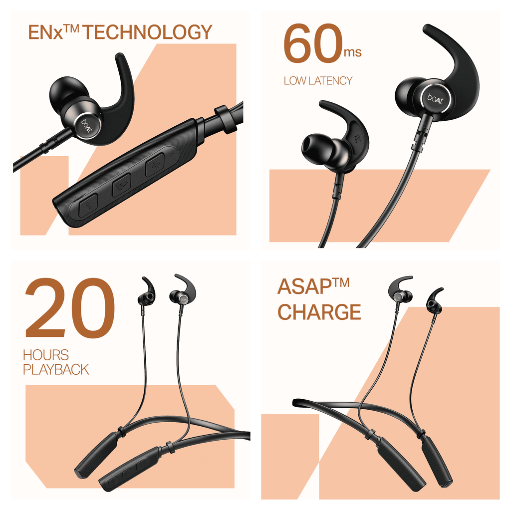 boAt Rockerz 203 | Wireless Neckband with BEAST™ Mode, ENx™ Tech, Dual Pairing & 20H Playback