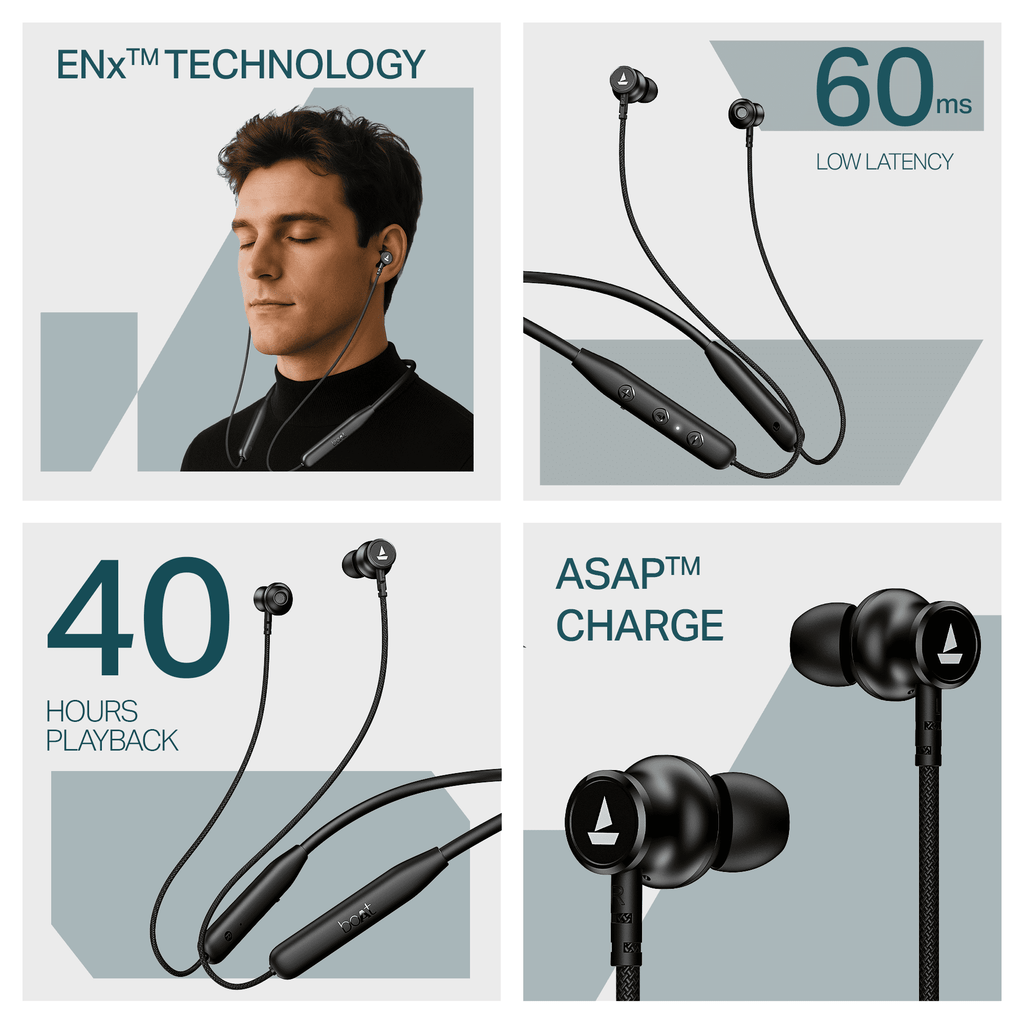 boAt Rockerz 113 | Wireless Neckband with ENx™ Tech, 40H Playback, Beast™ Mode, Dual Pairing