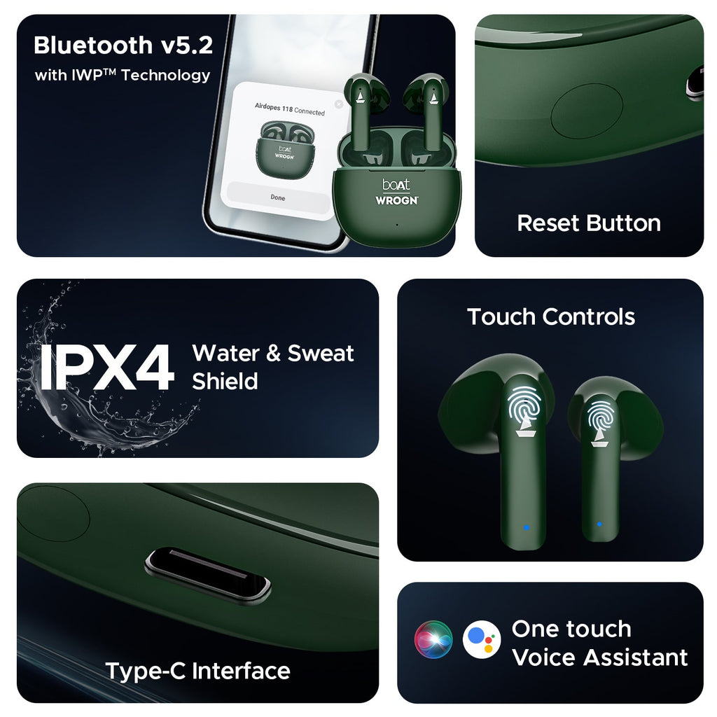 boAt Airdopes 118 Wrogn Edition| Earbuds with 10mm drivers, BEAST™ Mode for Gamers, ENx™ Technology