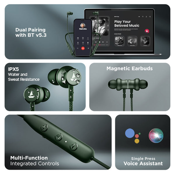 boAt Rockerz 110 | Wireless Earphone with 40H Playback, ASAP™ Charge, Dual Pairing, ENx™ Technology, BEAST™ Mode