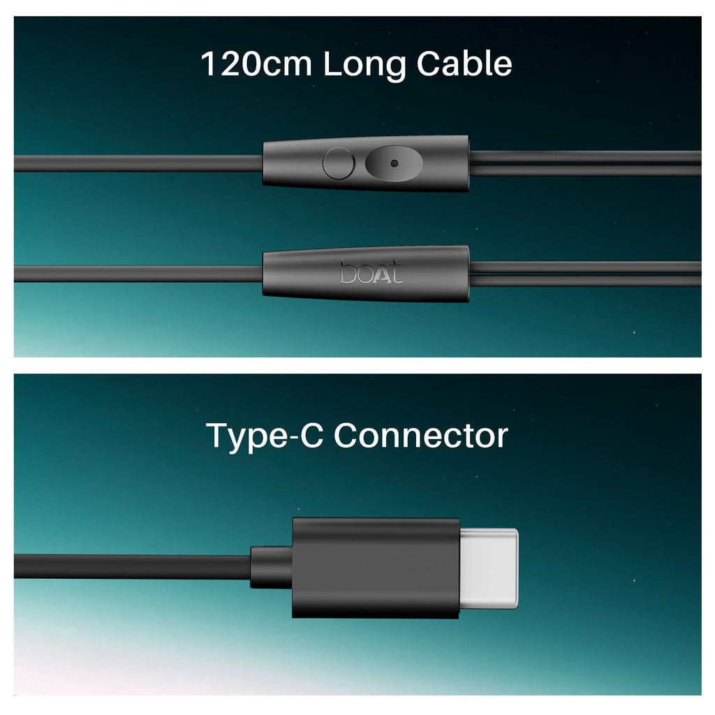 boAt Bassheads 300C | In-Ear Wired Earphones with Type-C Connector & Built-in Mic