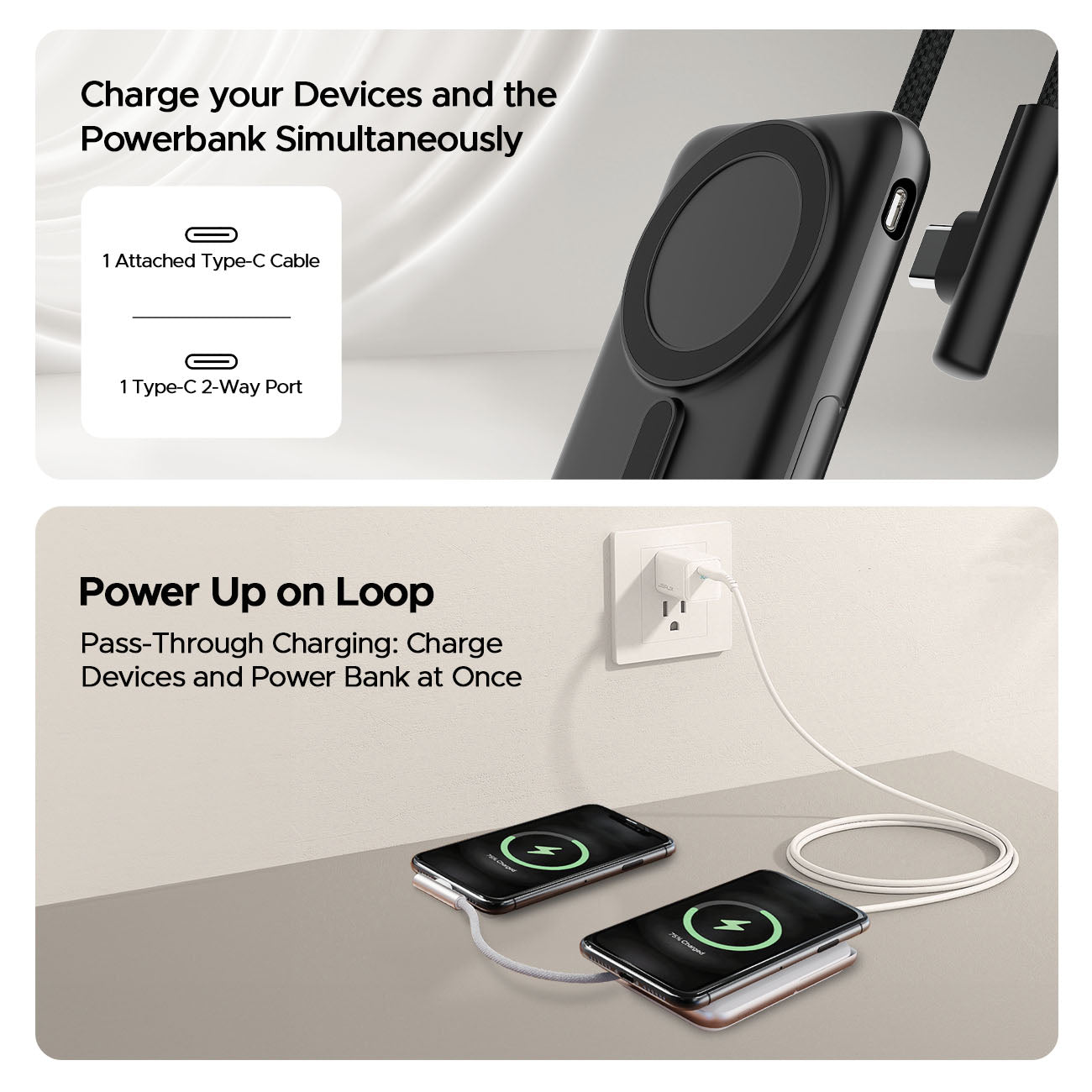 boAt EnergyShroom PB330  Magnacharge | 10000mAh magnetic wireless power bank with 15 W wireless charging, LED battery display, 12 Layer Smart IC Protection