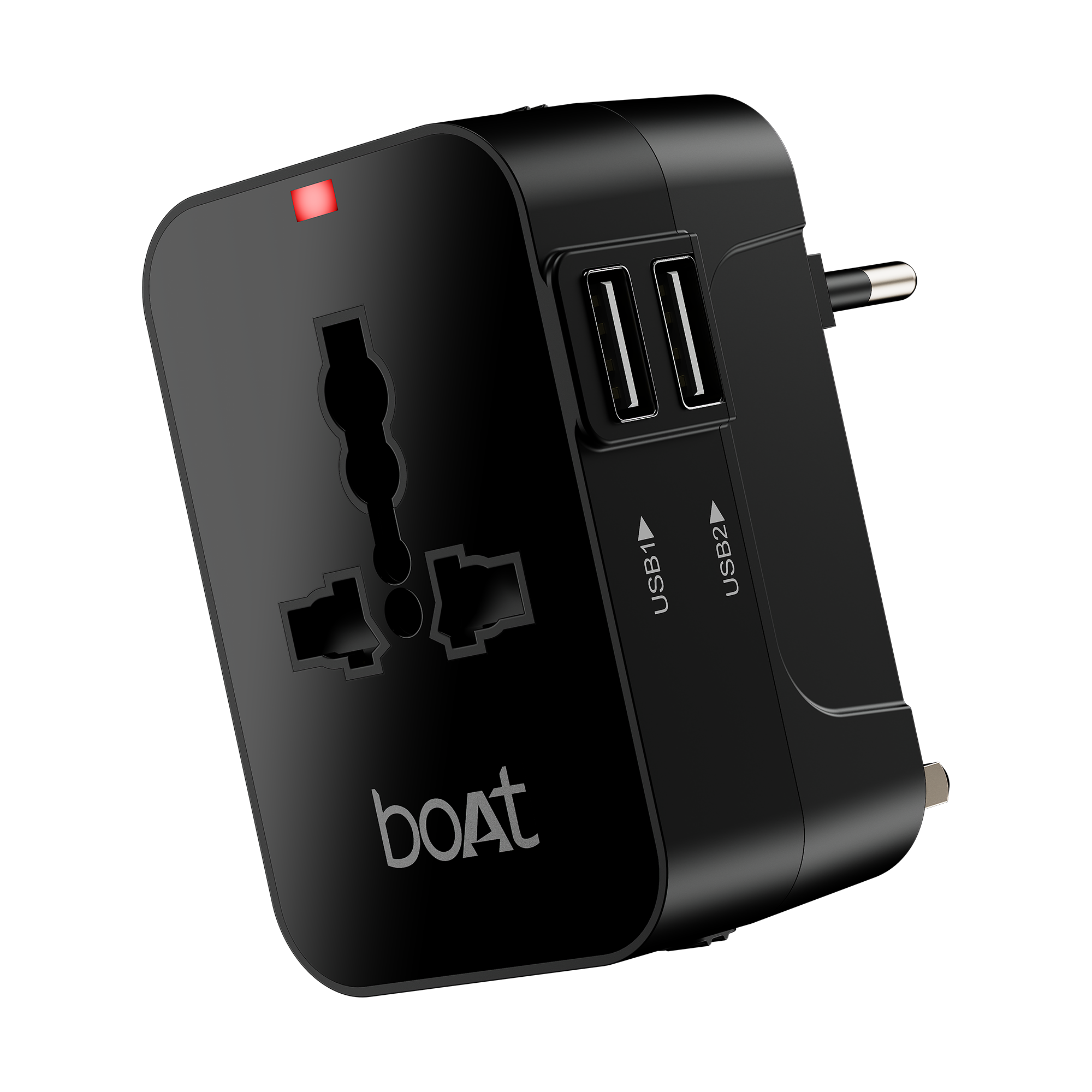 boAt Universal Adapter C10 | 5-in-1 Travel Adapter with Dual USB-A, Compatibility & Smart IC Protection